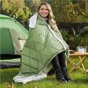 Heated Blanket Battery Operated, Portable Heat Shawl Throw,Heating Outdoor Camping Blanket Hoodie (Green)