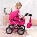 Bayer Trendy Doll Stroller, Hot Pink Toy Carriage for Kids, Foldable with Shoulder Bag & Storage Basket, 67 x 41 x 68 cm