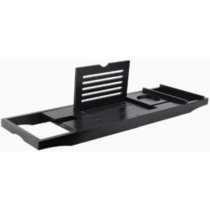 Adjustable Bathtub Tray, Bamboo, Luxury Bathtub Tray Caddy, Extendable 75-105cm, for Books, Tablets & Wine Glasses, Bath Tub Tray Table, Fits Most Tubs(Black)
