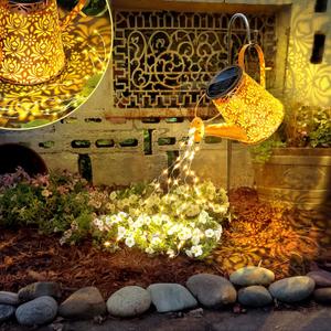 Anordsem Solar Watering Can Lights: Metal Lotus Lantern Outdoor with Hook - Waterproof Garden Art Hanging Decoration for Yard Patio Lawn - Christmas Birthday Gifts for Women Mom Grandma