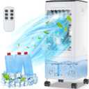 Portable Air Conditioners, Evaporative Air Cooler, Portable AC Cooling Fan w/ 3 Spds & Cooling Mode & Timer, Swamp Cooler w/ Remote, Windowless Air Conditioner Portable for Room Home