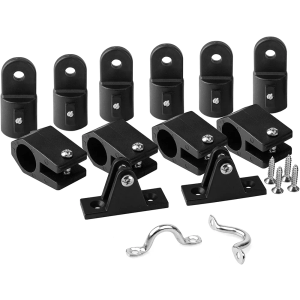 Boat Bimini Top Fittings Hardware Set 3 Bow 7/8 Inch Black Nylon Set,Marine Jaw Slide,Deck Hinge,Cover Cap Eye End