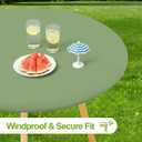 Smiry Round Spandex Tablecloth, Elastic Fitted Washable Tablecloths for 36"-44" Tables, Waterpoof Stretch Picnic Table Cover for Dining, Indoor and Outdoor, Sage Green, For Up to 36"-44" Round
