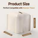 Tissue Box Cover Compatible with Kleenex Tissue - Soft PU Leather Tissue Box Holder Fits Most Tissues for Living Room, Bathroom, Bedroom, Office & Home Decor (4.5''×4.5''×5.2'' Upright Box)