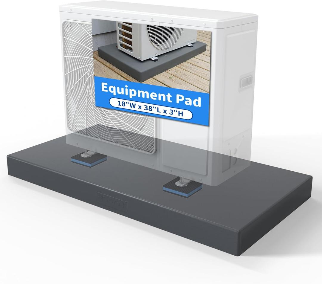 Air Jade Equipment Pad for Ductless Mini-Split Air Conditioner Heat Pump System, 18  38  3 inches, Plastic Mini Split Condenser Pad, Gray