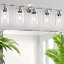 5-Light Bathroom Vanity Lights, E26 Modern Brushed Nickel Bathroom Light Fixtures with Clear Glass Shade, Mirror Kitchen Hallway Cabinet Living Room Sconces Wall Lights