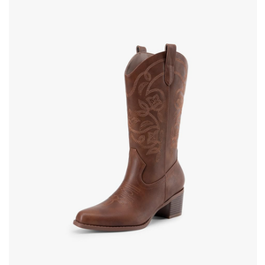 DREAM PAIRS Cowboy Boots for Women Cowgirl Western Boots Fashion Embroidery Stitched Chunky Heel Mid Calf Boots, 8.5