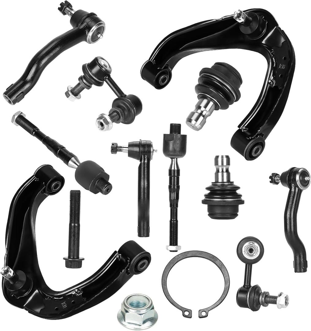 Front Upper Control Arms w/Ball Joints Sway Bar End Links Tie Rod End Links Suspension Kit for 2005-2012 Nissan Pathfinder, 2005-2015 Nissan Xterra, 2005-2019 Nissan Frontier (10PCs)