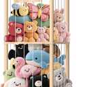Stuffed Animal Storage: Wood Plush Toy Organizer, Stuffed Animal Zoo with Mesh Net, Stuffed Animal Holder with Brake Wheels, Space Save Stuffed Animal Cage for Kids Room Playroom Nursery Bedroom