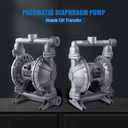 Double Diaphragm Pump Air Operated 1-1/2 inch Inlet/Outlet Pneumatic Waste Oil Transfer Pump for Chemical QBK-40 50 GPM Dual Diaphram Polypropylene Nitrile Rubber by Stainless Steel Iron 100 PSI