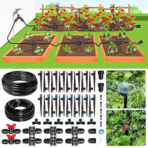 32 Pack New Easy-Connect Drip Emitters Sprays for 1/4" Drip Irrigation Tubing (16 Pcs Quick-Connect Emitters Vortex+16 Pcs Quick-Connect Emitters Stream)