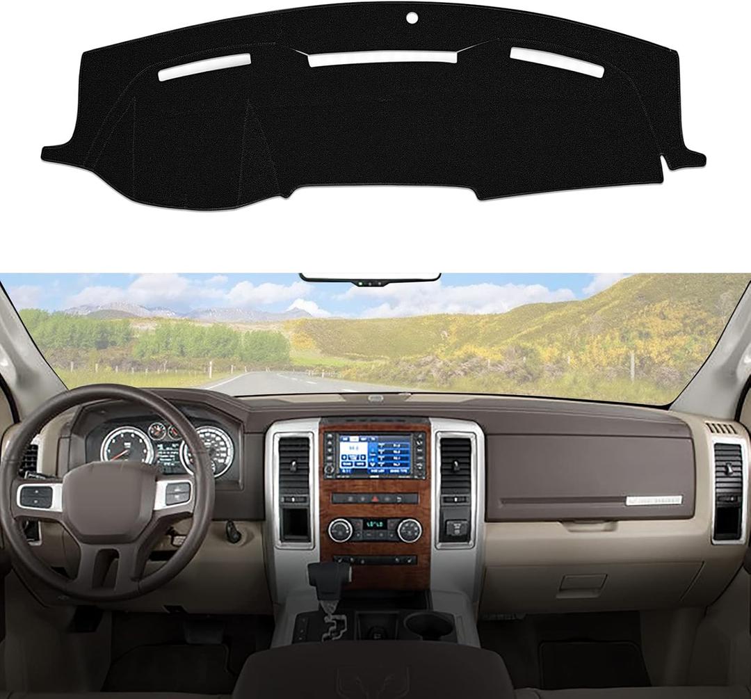 Dashboard Dash Cover Mat Carpet Compatible with 2010-2014 Dodge Ram 1500 2500 3500 Black