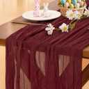 Socomi 2pcs Burgundy Red Valentine's Day Cheesecloth Table Runner Boho Rustic Gauze 120 inch 10FT Cheese Cloth Runner for Wedding Party Baby Shower Birthday Home Decor Holiday Decorations