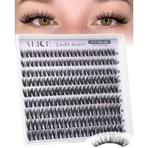 ALICE Short Lash Clusters 8-12mm Wispy Volume Eyelash Extensions Natural Thin Band Eyelash Clusters Individual Lashes DIY Lash Extensions