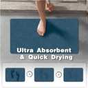 TYUU Bathroom Mat Quick Dry, Bathroom Rugs Non Slip Washable Thin Absorbent Bath Mat Fits Under Door Bathroom Floor Mat Perfect for Bath, Shower, or Sink 24"x70" Denim Blue