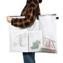 Outus 2 Pcs 19 x 25 Inches Art Portfolio Case Posters Transparent Storage Bag Portfolio Folder with Black Handle and Zipper Folder Organizer for Painting Bulletin Boards End of The Year Gifts