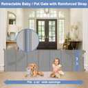 Reinforced bottom 90 Inch Extra Wide Baby Gate for Large Openings, Retractable Baby Gates Extra Wide Upgraded Spring Retractable Dog Gate for Doorways, Extra Wide Adjustable Bracket Retractable Pet Gate