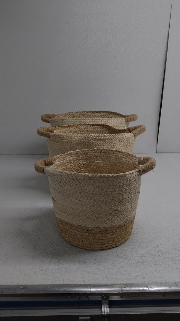 Baskets, Set of 3 for Home, Office, Dorm Room, Living Room, Bedroom, Bathroom, Nursery Storage and Organization (18x12x12in/16x12x12in/12x11x10in)