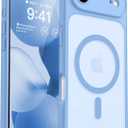 CANSHN Magnetic Compatible with iPhone Air Case(6.5 Inch), Upgraded [Full Camera Protection] [Compatible with Magsafe] [Translucent Matte] Shockproof Phone Cover for iPhone 17 Air Case,Light Blue