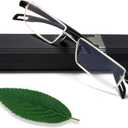 EYEURL Half Frame Reading Glasses Blue Light Blocking Computer Readers for Men Women Lightweight Anti Glare TR90 Black 0.0