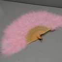 Happy Feather Handheld Marabou Feather Fan, 1920s Vintage Style Flapper Hand Fan for Costume Party and Dancing-Light Pink