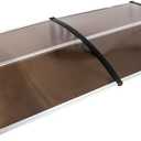 Window Awning Outdoor Polycarbonate Hollow Sheet Door Patio Canopy (Dark Brown Canopy + Black Bracket, 40''x 80'')