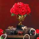 Thiccywoov 30 Pcs Horse Racing Derby Decorations Artificial Crimson Red Roses W/Stem Decorations Fake Roses Horse Derby Centerpieces for Tables Horse Derby Party Supplies