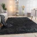 Area Rug Living Room Shaggy Large Bedroom Rug Deep Pile Fluffy Soft Non-slip Modern Monochrome, Size:80 cm