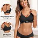 Vertvie Womens Seamless Jelly Bras No Underwire Comfort Push Up Bras Buttery Soft Wireless Bralette Full Coverage Sports Bra (Black, L)