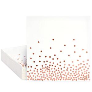 Juvale Disposable Rose Gold Napkins - Tear-Resistant Cocktail Napkins - Large Party Pack - Wedding Shower Decor - 50-Pack, 6.5 in, 3-Ply Paper