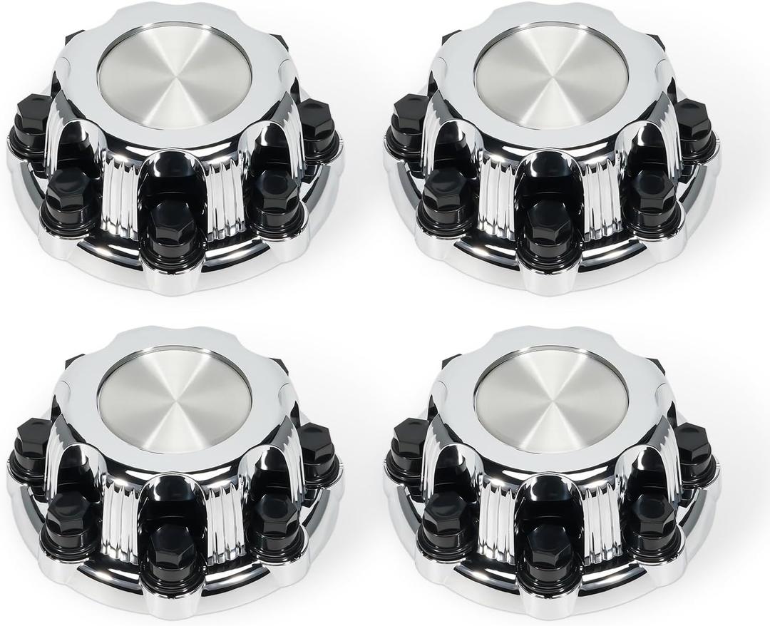 LEAPTREND 4pcs Chrome Wheel Center Caps(Glossy Silver) 8 Lugs, Fit for 1998-2013 Chevy Silverado Avalanche Suburban&GMC Sierra Yukon 1500 2500 3500 16" Rim Hub Cover, Replace 15039489
