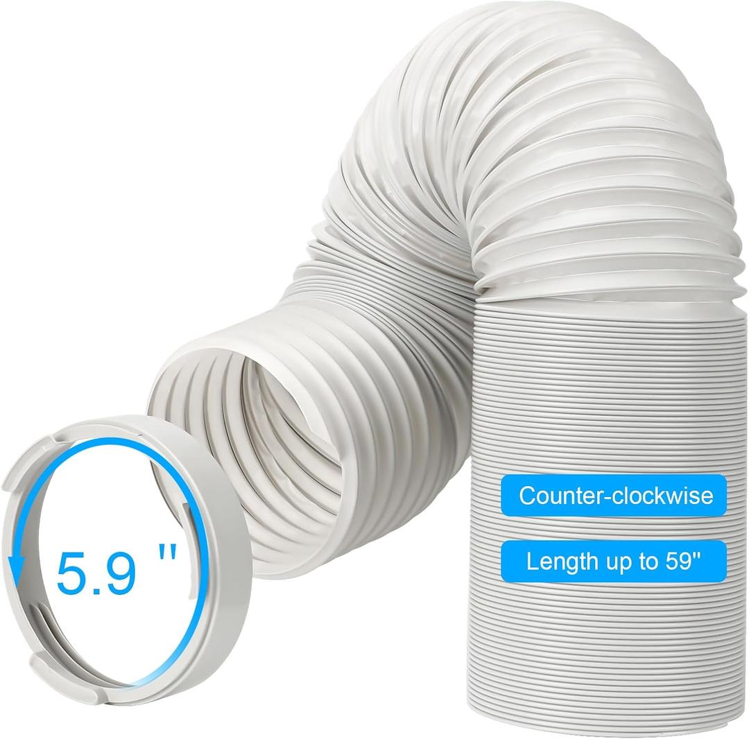Portable Air Conditioner Hose Kit AC Hose with Adapter 5.9" Dia 59" Length Flexible Exhaust Hose and AC Unit Tube Connector for Portable Air Conditioner Vent