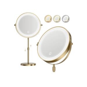 Lighted Makeup Mirror, 5000 mAh Rechargeable Double Sided Magnifying Vanity Mirror with 3 Colors, 1x/20x, 360° Rotation , Brightness Adjustable lighted mirror with magnification, Antique Bronze