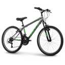 Huffy Stone Mountain Boys 24 Inch Mountain Bike, Charcoal Gloss Frame, 21-Speed Shimano Twist Shifting, Front Suspension, Comfort Saddle | 6-21 Speeds