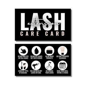 2 x Cute Modern Lash Extension After Care Cards/Pack of 55 business card size. Eyelash extensions supplies great for your lash extension kit (Black, White and tan/light pink)