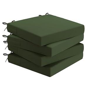 AAAAAcessories Seat Cushions for Patio Furniture, Waterproof Replacement Patio Chair Cushions, Set of 4, 18.5 x 16 x 3 Inch, Dark Moss Green