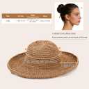 Oweisong Sun Hats for Women Wide Brim Floppy Beach Hats Packable Boho Crochet Straw Hat for Summer Vacation Travel (Brown)