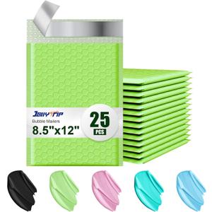 Poly Bubble Mailers 8.5x12 Inch, 25 Pack Padded Envelopes for Shipping, Package Envelopes with Self Seal Adhesive, Waterproof Padded Mailers (Light Green, Bulk #2)