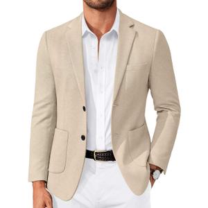 COOFANDY Men's Casual Knit Blazer Slim Fit Lightweight Sport Coat Stretch Two Button Suit Jacket (L)
