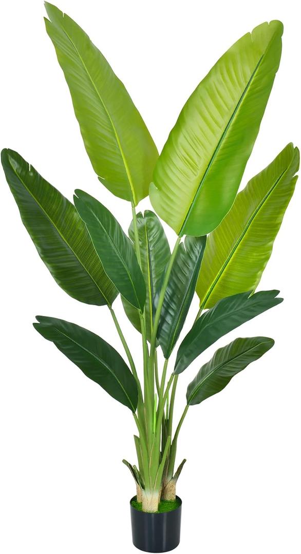 Artificial Bird of Paradise - Fake Plants Indoor Faux Tropical Palm Potted Dypsis Lutescens for Home Office Decor Housewarming