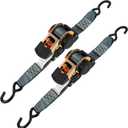 Retractable Ratchet Straps (2 Inch x 10 Feet)  Heavy Duty 2-Pack, 1,333 lbs Break Strength, Self-Retracting Tie Downs for Motorcycle, Truck, Trailer, Cargo, and More