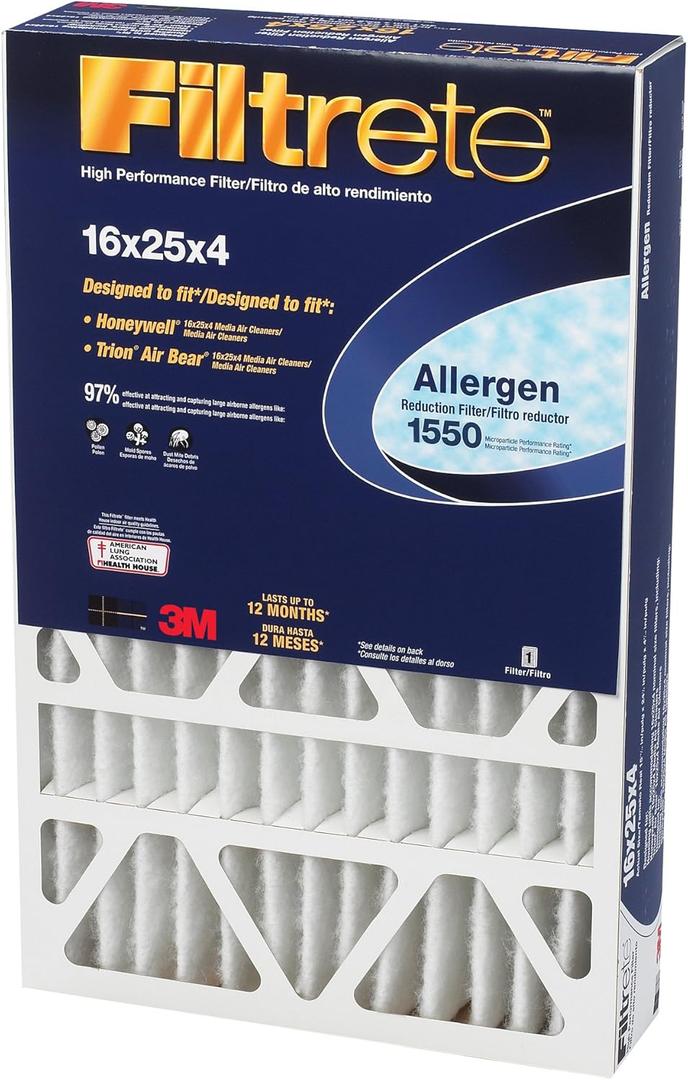 Pleated Air Filter, Ultra Allergen Reduction, 3 Months, Purple, 16x25x4-In.