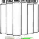 Epica Clear Glass Bottles with Lids, 18oz Resuable Glass Water Bottles for Juicing with Stainless Steel Cap to store Milk, Smoothie, etc., 100% Leak Proof, Durable and Dishwasher Safe (Set of 6)