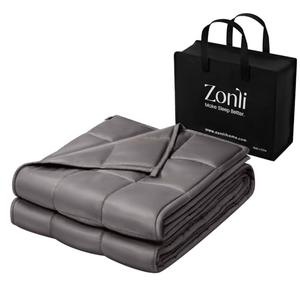 ZonLi Cooling Weighted Blanket (48"x72", 15lbs, Grey) Queen Size Bamboo-Derived Rayon Weighted Blanket for Adults, High Breathability Heavy Blanket, Soft Material with Premium Glass Beads