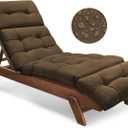 Waterproof Outdoor Chaise Lounge Chair Cushion 74.4 x 22 x 4.7 Inches Memory Foam Lounge Chair Cushions for Outdoor Furniture with Ties, Thickened Pool Chaise Lounge Chair Cushions, Brown