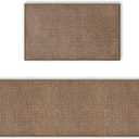 Artoid Mode Washable Kitchen Rugs and Mats Set of 2, Non-Skid Rubber Absorbent Kitchen Mats for Floor Front of Sink Hallway- 17x29 and 17x60 Inch