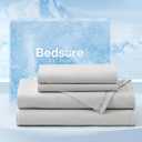 Bedsure Cooling Sheets Queen Size, Cooling Bed Sheets for Hot Sleepers, Chill Cool Sheet, Deep Pocket Up to 18 Inches, Soft & Breathable Queen Sheet Set, 4 Pieces, Grey