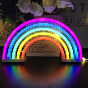 QiaoFei Rainbow Neon Light Signs, Wall Decor for Girls Children Baby Room LED Lamp, Battery or USB Operated Table Night Lights