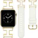 MOINSPIRE Leather Band Compatible with Apple Watch Bands Women 38/40/41/42/44/45/46/49mm Dressy Designer Leather Strap with H-Shape Metal Buckle for iWatch Series 11 10 9 8 7 6 5 4 SE/Ultra 3 2 1