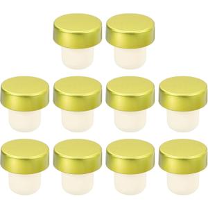 Uxcell 16Pcs T-shaped Stoppers, 0.91inch Dia Cork Wine Stopper Reusable Wine Bottle Corks Sealing Plug for Wine Beer Beverage Bottle Crafts, Gold